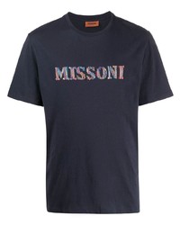 dunkelblaues besticktes T-Shirt mit einem Rundhalsausschnitt von Missoni