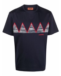 dunkelblaues besticktes T-Shirt mit einem Rundhalsausschnitt von Missoni