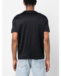 dunkelblaues besticktes T-Shirt mit einem Rundhalsausschnitt von Emporio Armani