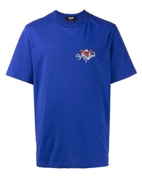 dunkelblaues besticktes T-Shirt mit einem Rundhalsausschnitt von MSGM