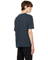 dunkelblaues besticktes T-Shirt mit einem Rundhalsausschnitt von Lanvin