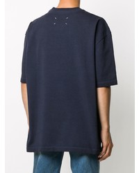 dunkelblaues besticktes T-Shirt mit einem Rundhalsausschnitt von Maison Margiela