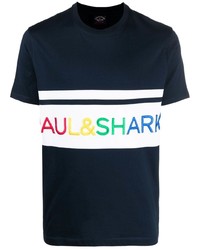 dunkelblaues besticktes T-Shirt mit einem Rundhalsausschnitt von Paul & Shark