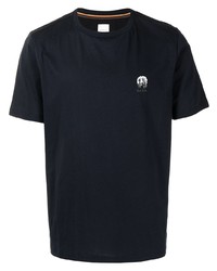 dunkelblaues besticktes T-Shirt mit einem Rundhalsausschnitt von Paul Smith
