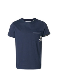 dunkelblaues besticktes T-Shirt mit einem Rundhalsausschnitt von Philipp Plein