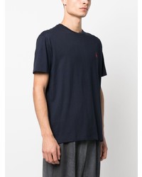 dunkelblaues besticktes T-Shirt mit einem Rundhalsausschnitt von Polo Ralph Lauren