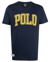dunkelblaues besticktes T-Shirt mit einem Rundhalsausschnitt von Polo Ralph Lauren