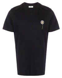 dunkelblaues besticktes T-Shirt mit einem Rundhalsausschnitt von Sandro