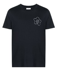 dunkelblaues besticktes T-Shirt mit einem Rundhalsausschnitt von Sandro Paris