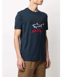 dunkelblaues besticktes T-Shirt mit einem Rundhalsausschnitt von Paul & Shark