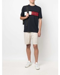 dunkelblaues besticktes T-Shirt mit einem Rundhalsausschnitt von Tommy Hilfiger