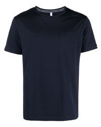 dunkelblaues besticktes T-Shirt mit einem Rundhalsausschnitt von Sun 68