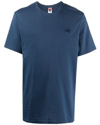 dunkelblaues besticktes T-Shirt mit einem Rundhalsausschnitt von The North Face