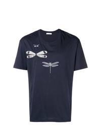 dunkelblaues besticktes T-Shirt mit einem Rundhalsausschnitt von Valentino