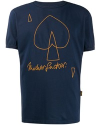 dunkelblaues besticktes T-Shirt mit einem Rundhalsausschnitt von Vivienne Westwood Anglomania
