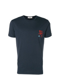 dunkelblaues besticktes T-Shirt mit einem Rundhalsausschnitt von Vivienne Westwood