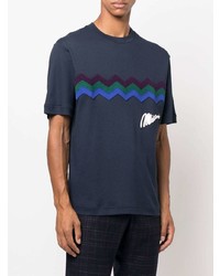 dunkelblaues besticktes T-Shirt mit einem Rundhalsausschnitt von Missoni