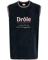 dunkelblaues besticktes Trägershirt von Drôle De Monsieur