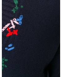 dunkelblaues besticktes Wollkleid von Love Moschino