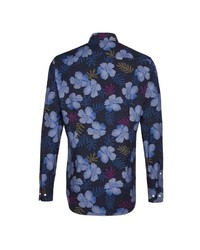 dunkelblaues Businesshemd mit Blumenmuster von Seidensticker