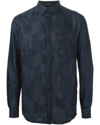 dunkelblaues Businesshemd mit geometrischem Muster