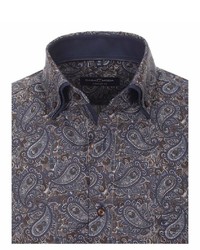 dunkelblaues Businesshemd mit Paisley-Muster von Casamoda