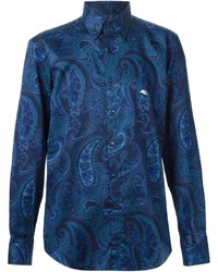dunkelblaues Businesshemd mit Paisley-Muster von Etro