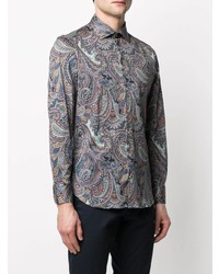 dunkelblaues Businesshemd mit Paisley-Muster von Etro