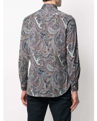 dunkelblaues Businesshemd mit Paisley-Muster von Etro