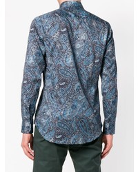 dunkelblaues Businesshemd mit Paisley-Muster von Etro