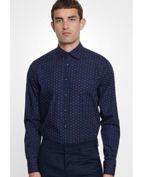 dunkelblaues Businesshemd mit Paisley-Muster von Seidensticker