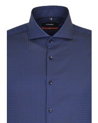 dunkelblaues Businesshemd mit Vichy-Muster von Seidensticker