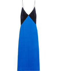 dunkelblaues Camisole-Kleid aus Samt