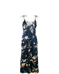dunkelblaues Camisole-Kleid mit Blumenmuster