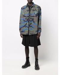 dunkelblaues Camouflage Jeanshemd von Vetements