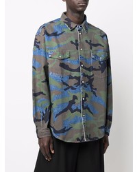 dunkelblaues Camouflage Jeanshemd von Vetements