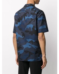 dunkelblaues Camouflage Kurzarmhemd von Valentino