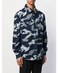 dunkelblaues Camouflage Langarmhemd von Valentino