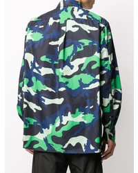 dunkelblaues Camouflage Langarmhemd von Valentino