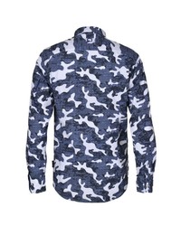 dunkelblaues Camouflage Langarmhemd von CODE-ZERO