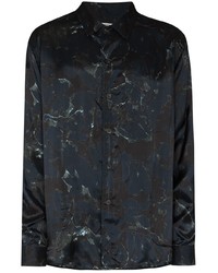 dunkelblaues Camouflage Langarmhemd von Tom Wood