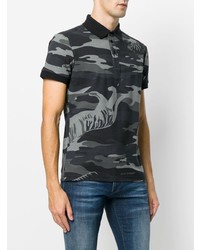 dunkelblaues Camouflage Polohemd von Versace Jeans