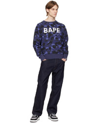 dunkelblaues Camouflage Sweatshirt von BAPE