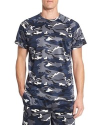 dunkelblaues Camouflage T-Shirt mit einem Rundhalsausschnitt