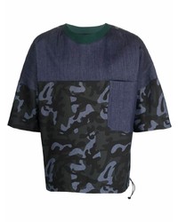 dunkelblaues Camouflage T-Shirt mit einem Rundhalsausschnitt von Alchemy