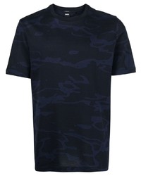 dunkelblaues Camouflage T-Shirt mit einem Rundhalsausschnitt von BOSS
