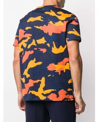 dunkelblaues Camouflage T-Shirt mit einem Rundhalsausschnitt von Valentino