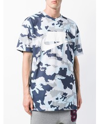 dunkelblaues Camouflage T-Shirt mit einem Rundhalsausschnitt von Nike