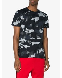 dunkelblaues Camouflage T-Shirt mit einem Rundhalsausschnitt von Valentino