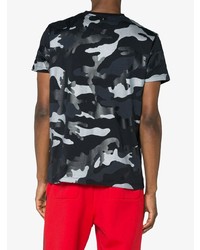 dunkelblaues Camouflage T-Shirt mit einem Rundhalsausschnitt von Valentino